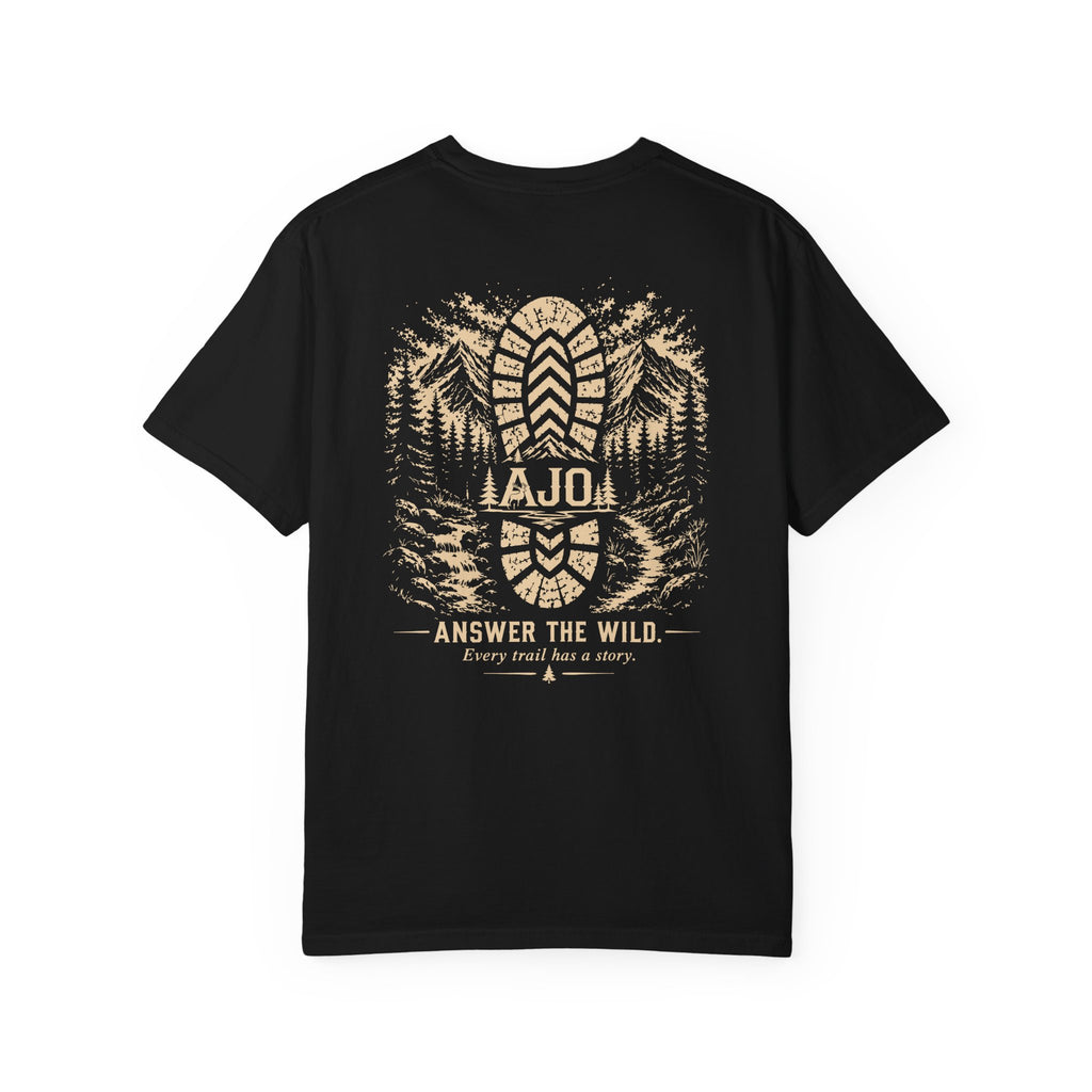 Trail Boot Print T-Shirt — "Answer the Wild" Outdoor Graphic Tee