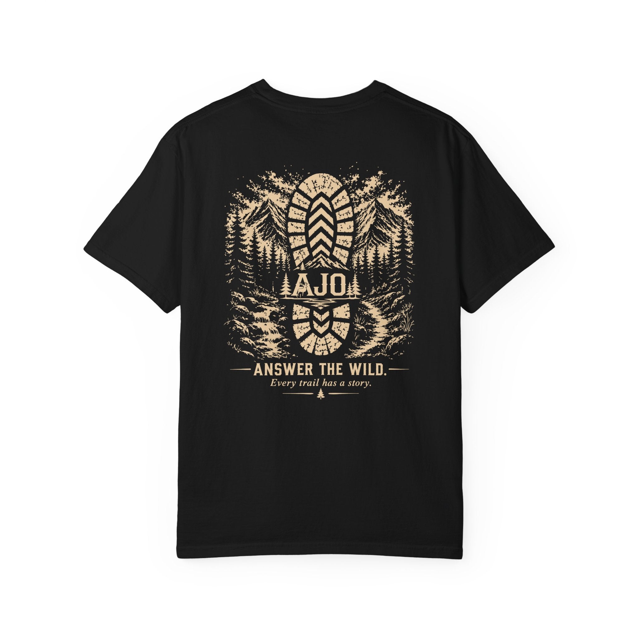 Trail Boot Print T-Shirt — "Answer the Wild" Outdoor Graphic Tee