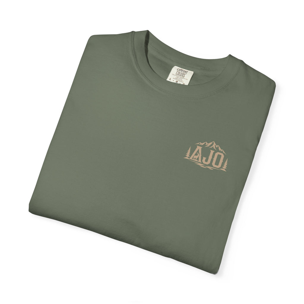 T-Shirt — Heavy Packs & Sore Backs Back Print (Outdoor Hiking Graphic)