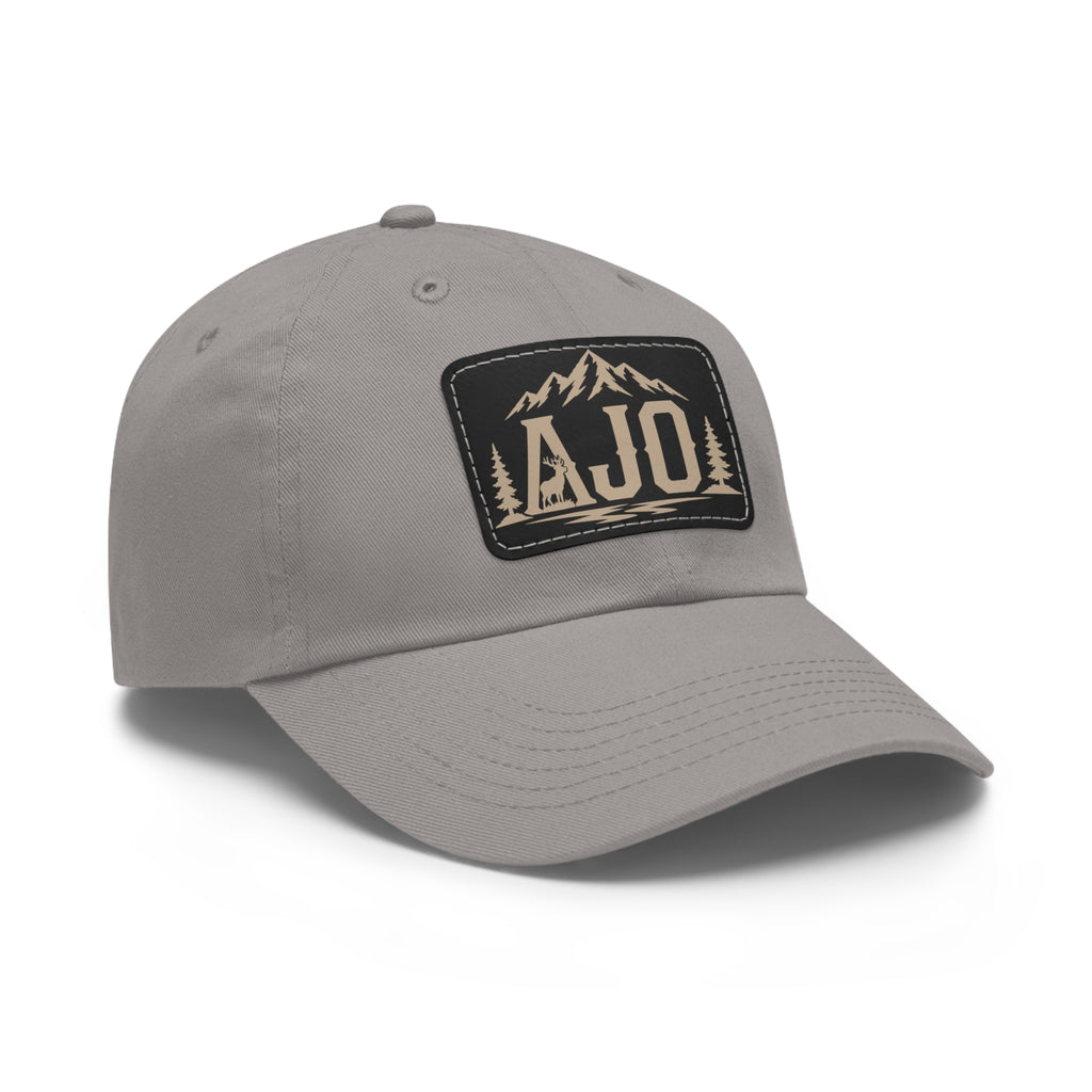 AJO Mountain Leather Patch Dad Hat — Outdoor Adventure Baseball Cap