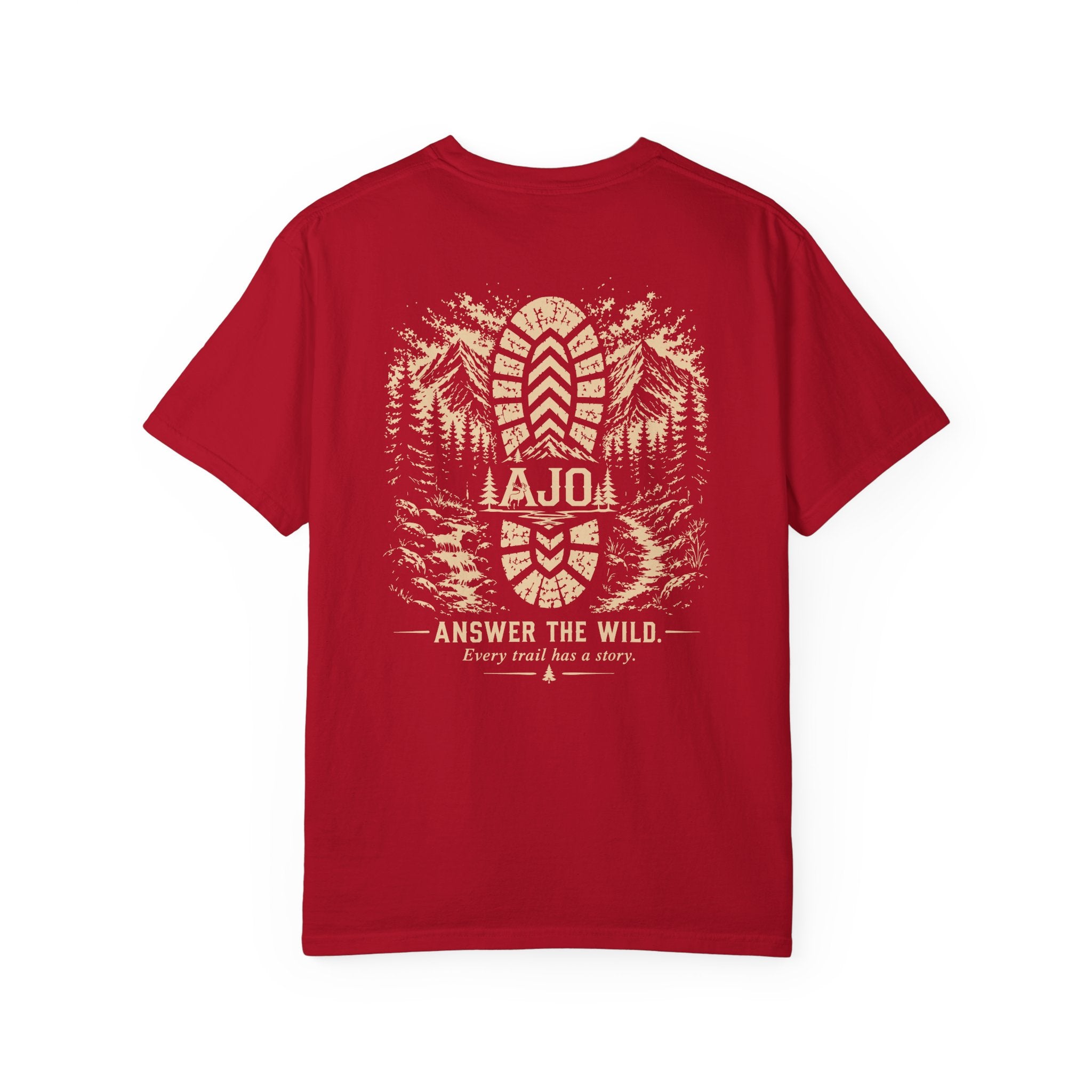 Trail Boot Print T-Shirt — "Answer the Wild" Outdoor Graphic Tee
