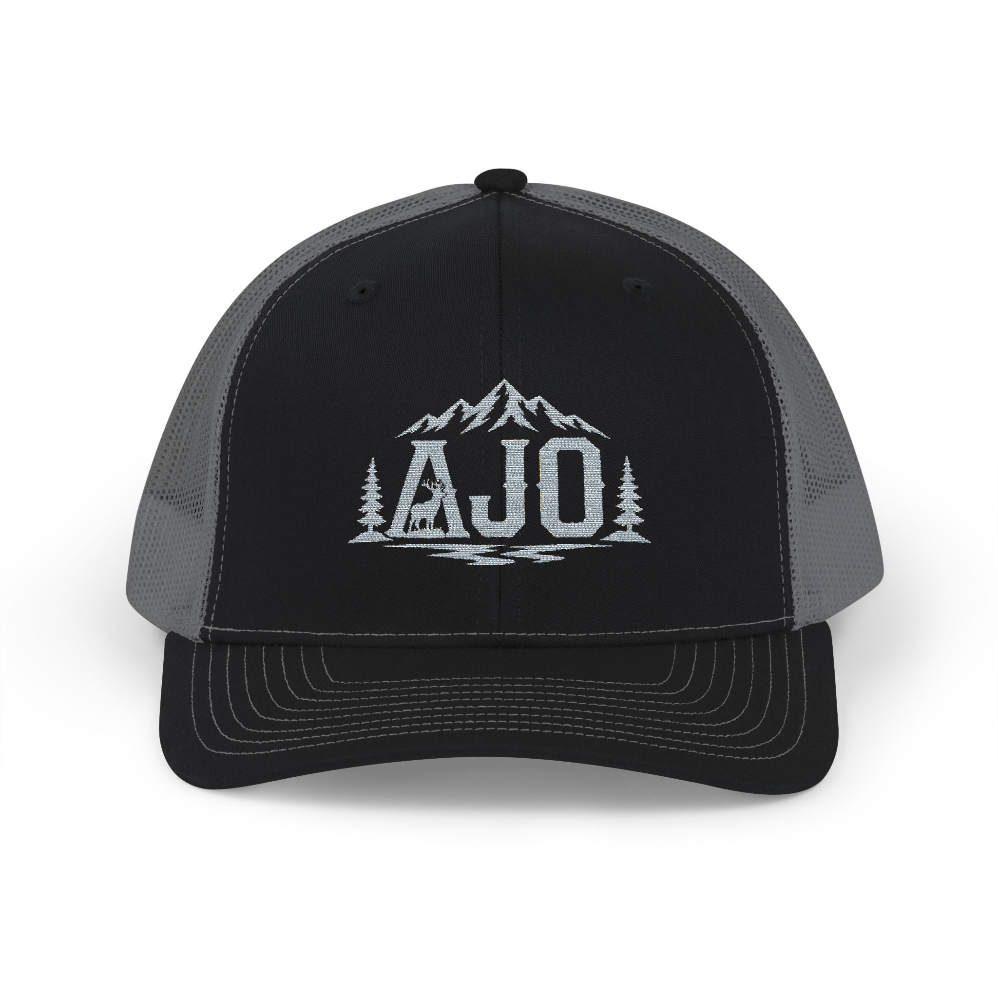 AJO Mountain Logo Snapback Trucker Cap