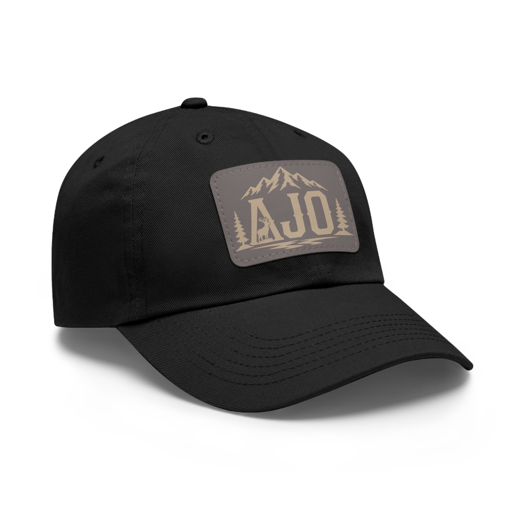 AJO Mountain Leather Patch Dad Hat — Outdoor Adventure Baseball Cap