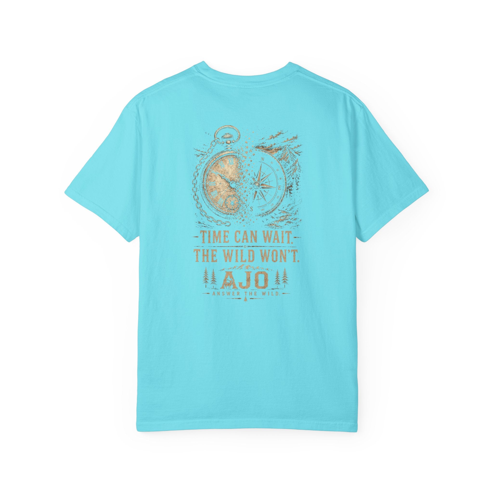Ajo Pocket Tee — 'Time Can Wait, The Wild Won't' Adventure T‑Shirt