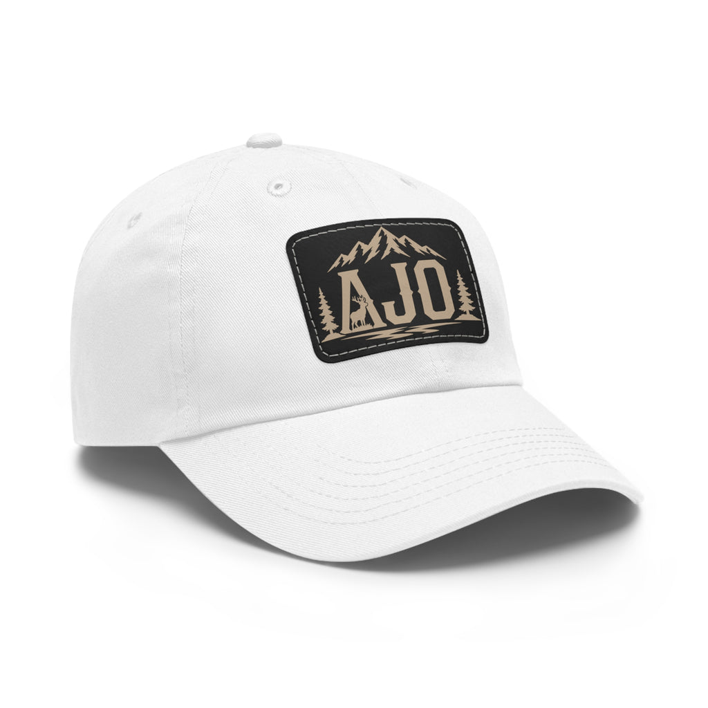 AJO Mountain Leather Patch Dad Hat — Outdoor Adventure Baseball Cap